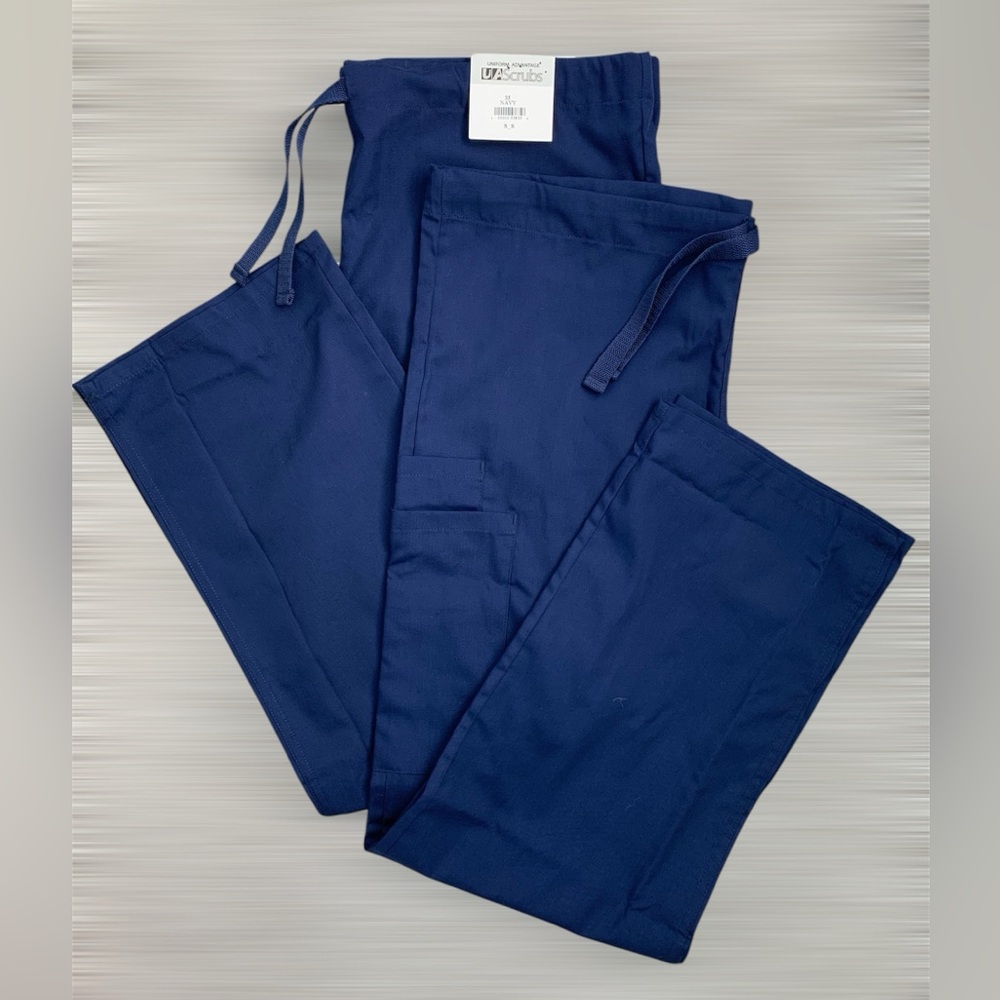 UNIFORM ADVANTAGE Drawstring Scrub Pants Navy WideLeg Pockets (Bundle of TWO) S